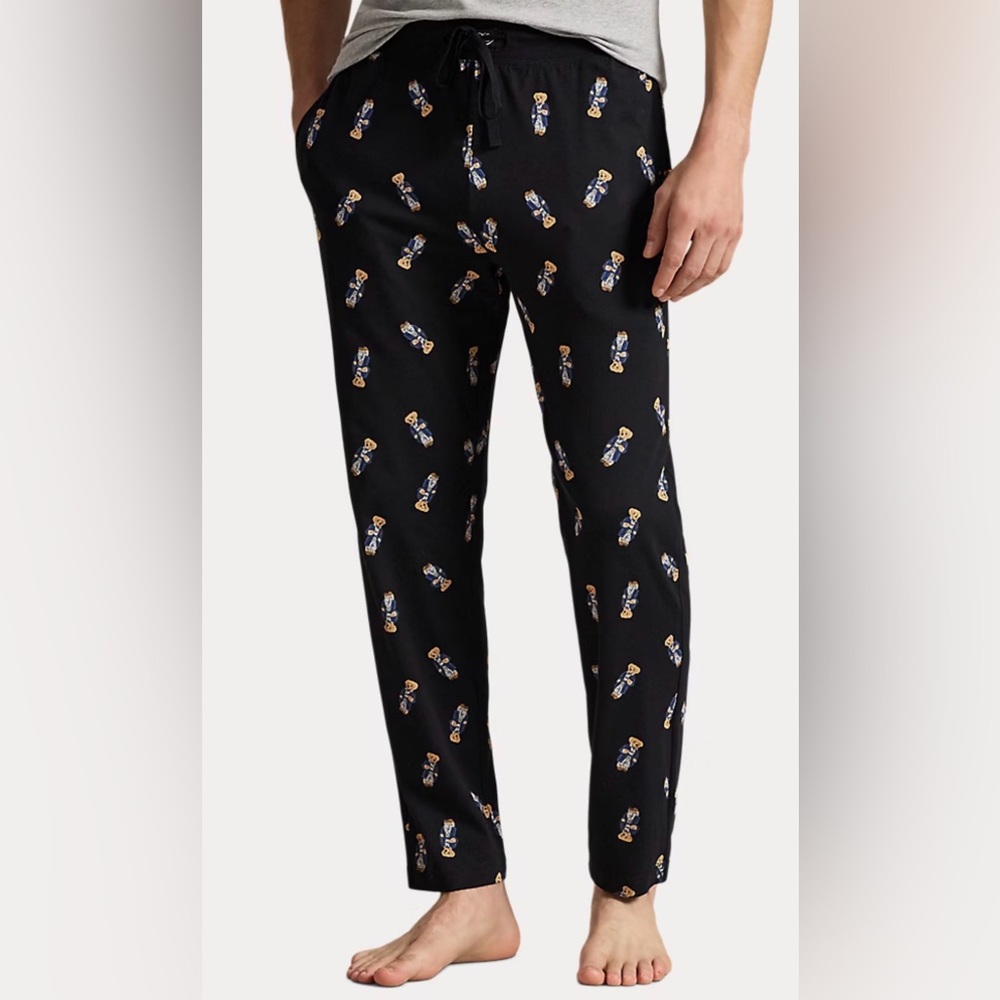 Polo Ralph Lauren Cowboy Bear Pajama Pants Lounge Jogger Sweatpants Blue Mens XL